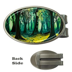 Ai Generated Trees Forest Mystical Forest Nature Art Money Clips (oval)  by Ndabl3x