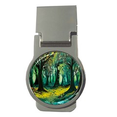 Ai Generated Trees Forest Mystical Forest Nature Art Money Clips (round)  by Ndabl3x