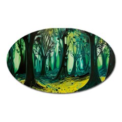 Ai Generated Trees Forest Mystical Forest Nature Art Oval Magnet by Ndabl3x