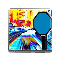 Stop Retro Abstract Stop Sign Blur Memory Card Reader (square 5 Slot)
