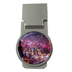 Moscow Kremlin Saint Basils Cathedral Architecture  Building Cityscape Night Fireworks Money Clips (round) 