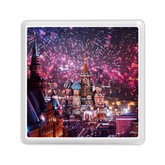 Moscow Kremlin Saint Basils Cathedral Architecture  Building Cityscape Night Fireworks Memory Card Reader (square) by Cowasu