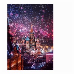 Moscow Kremlin Saint Basils Cathedral Architecture  Building Cityscape Night Fireworks Small Garden Flag (two Sides) by Cowasu