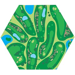 Golf Course Par Golf Course Green Wooden Puzzle Hexagon by Cowasu
