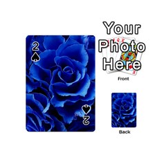 Blue Roses Flowers Plant Romance Blossom Bloom Nature Flora Petals Playing Cards 54 Designs (mini) by Cowasu