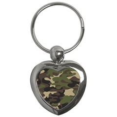 Texture Military Camouflage Repeats Seamless Army Green Hunting Key Chain (heart) by Cowasu