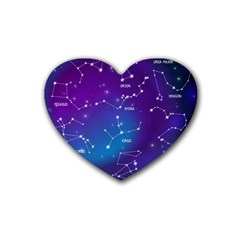 Realistic Night Sky With Constellations Rubber Heart Coaster (4 Pack) by Cowasu