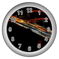 Highway Night Lighthouse Car Fast Wall Clock (silver) by Amaryn4rt