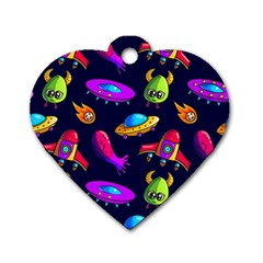 Space Pattern Dog Tag Heart (one Side) by Amaryn4rt