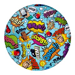 Comic Elements Colorful Seamless Pattern Round Glass Fridge Magnet (4 Pack) by Amaryn4rt