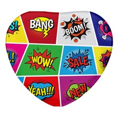 Pop Art Comic Vector Speech Cartoon Bubbles Popart Style With Humor Text Boom Bang Bubbling Expressi Heart Glass Fridge Magnet (4 Pack) by Amaryn4rt