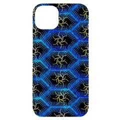 Blue Bee Hive Pattern- Iphone 14 Plus Black Uv Print Case by Amaryn4rt