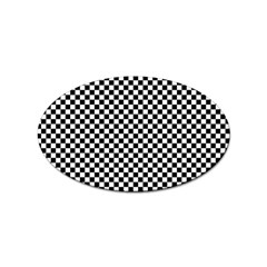 Black And White Checkerboard Background Board Checker Sticker (oval) by Amaryn4rt