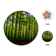 Green Forest Jungle Trees Nature Sunny Playing Cards Single Design (round)
