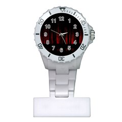 Scary Dark Forest Red And Black Plastic Nurses Watch by Ravend