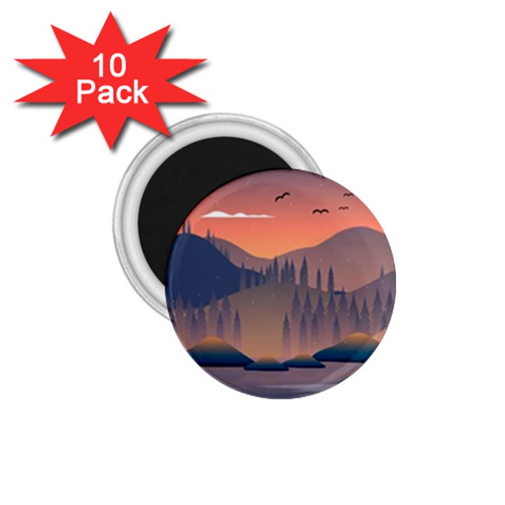 Cool Landscape Night Minimal Art Minimalist 1.75  Magnets (10 pack) 