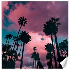 Nature Sunset Sky Clouds Palms Tropics Porous Canvas 16  X 16 