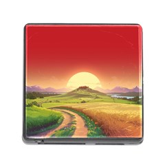 Landscape Sunset Orange Sky Pathway Art Memory Card Reader (square 5 Slot) by Ravend