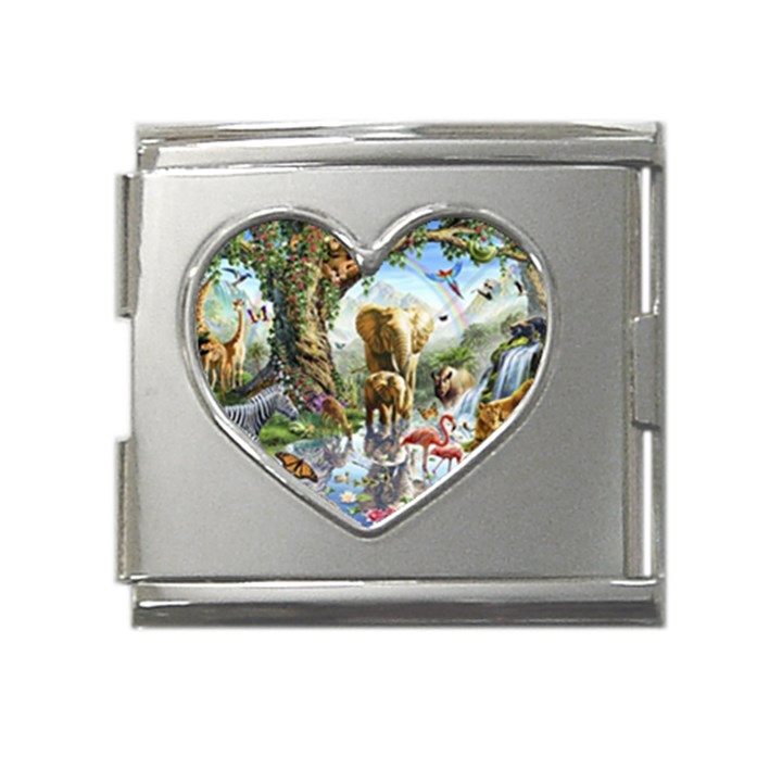 Beautiful Jungle Animals Mega Link Heart Italian Charm (18mm)