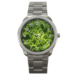 Green Pine Forest Sport Metal Watch