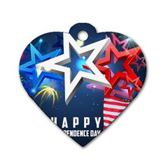 4th Of July Happy Usa Independence Day Dog Tag Heart (two Sides) by Ravend