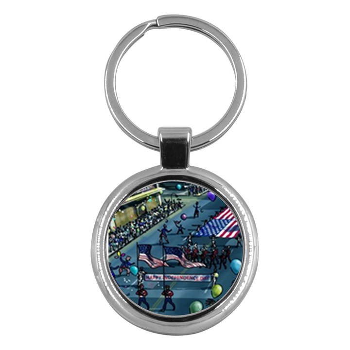 July 4th Parade Independence Day Key Chain (Round)