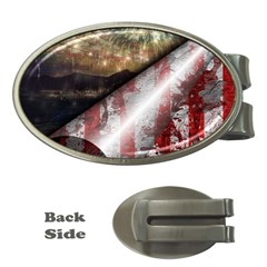 Independence Day Background Abstract Grunge American Flag Money Clips (oval)  by Ravend