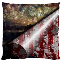 Independence Day Background Abstract Grunge American Flag Large Cushion Case (one Side) by Ravend