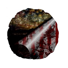 Independence Day Background Abstract Grunge American Flag Standard 15  Premium Flano Round Cushions by Ravend
