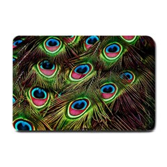 Peacock Feathers Color Plumage Small Doormat by Celenk