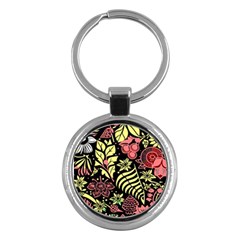 Flower Leaves Floral Flora Nature Key Chain (round)