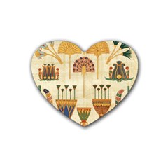 Egyptian Paper Papyrus Hieroglyphs Rubber Coaster (heart)