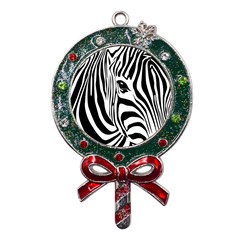 Animal Cute Pattern Art Zebra Metal X mas Lollipop With Crystal Ornament by Amaryn4rt