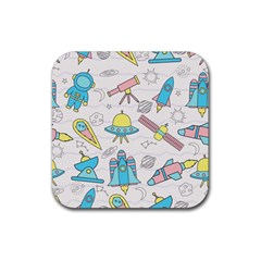 Cute-seamless-pattern-with-space Rubber Coaster (square) by uniart180623