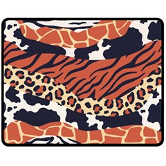 Mixed-animal-skin-print-safari-textures-mix-leopard-zebra-tiger-skins-patterns-luxury-animals-textur Two Sides Fleece Blanket (medium) by uniart180623