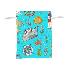 Colored-sketched-sea-elements-pattern-background-sea-life-animals-illustration Lightweight Drawstring Pouch (m) by uniart180623