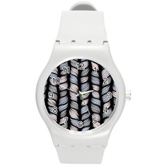 Seamless-pattern-with-interweaving-braids Round Plastic Sport Watch (m) by uniart180623