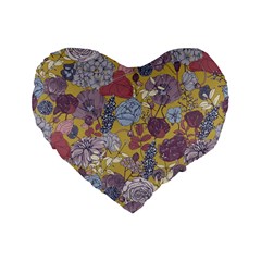 Floral-seamless-pattern-with-flowers-vintage-background-colorful-illustration Standard 16  Premium Heart Shape Cushions by uniart180623
