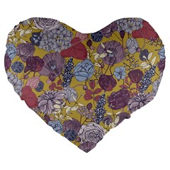 Floral-seamless-pattern-with-flowers-vintage-background-colorful-illustration Large 19  Premium Heart Shape Cushions by uniart180623