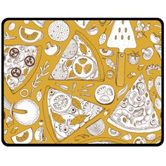 Vector-seamless-pizza-slice-pattern-hand-drawn-pizza-illustration-great-pizzeria-menu-background - Fleece Blanket (medium) by uniart180623