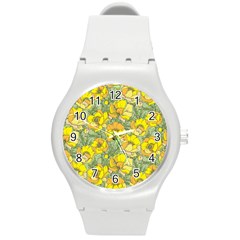 Seamless-pattern-with-graphic-spring-flowers Round Plastic Sport Watch (m) by uniart180623