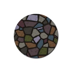 Cartoon-colored-stone-seamless-background-texture-pattern - Rubber Round Coaster (4 Pack) by uniart180623