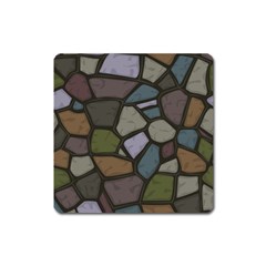 Cartoon-colored-stone-seamless-background-texture-pattern - Square Magnet by uniart180623