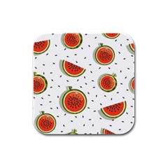 Seamless-background-pattern-with-watermelon-slices Rubber Square Coaster (4 Pack) by uniart180623