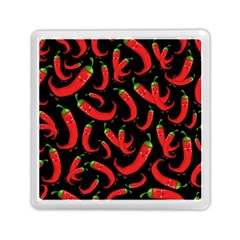 Seamless-vector-pattern-hot-red-chili-papper-black-background Memory Card Reader (square) by uniart180623