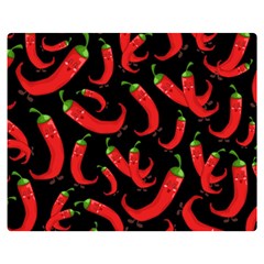 Seamless-vector-pattern-hot-red-chili-papper-black-background Two Sides Premium Plush Fleece Blanket (medium) by uniart180623