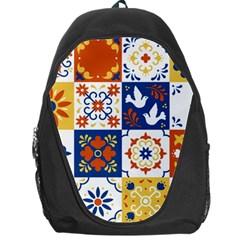 Mexican-talavera-pattern-ceramic-tiles-with-flower-leaves-bird-ornaments-traditional-majolica-style- Backpack Bag by uniart180623