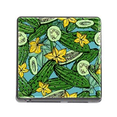 Seamless-pattern-with-cucumber-slice-flower-colorful-hand-drawn-background-with-vegetables-wallpaper Memory Card Reader (square 5 Slot) by uniart180623