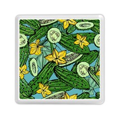 Seamless-pattern-with-cucumber-slice-flower-colorful-hand-drawn-background-with-vegetables-wallpaper Memory Card Reader (square) by uniart180623