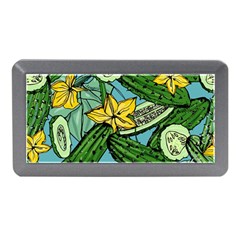 Seamless-pattern-with-cucumber-slice-flower-colorful-hand-drawn-background-with-vegetables-wallpaper Memory Card Reader (mini) by uniart180623